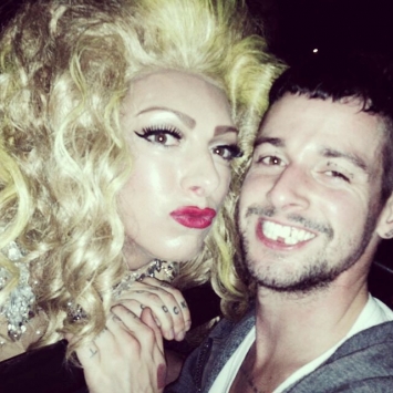 Donna-Marie-with-Charlie-Le-Mindu-Haute-Coiffure-and-Fashion-Designer-Charlie has designed costumes for the real Lady Gaga!
